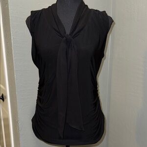 White House Black Market Black Tie-Front Blouse